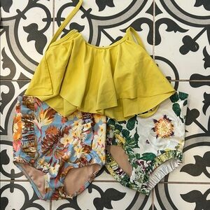 Kortni Jeane Yellow Bikini Top with Floral Bottoms